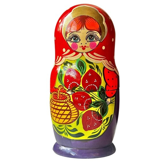 Hand Painted Russian Matryoshka Nesting Dolls Set Of 5 6.5-Inch Tall - Picture 1 of 11